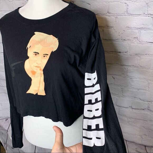 Justmoji Justin Beiber Long sleeve graphic crop top - Picture 4 of 9